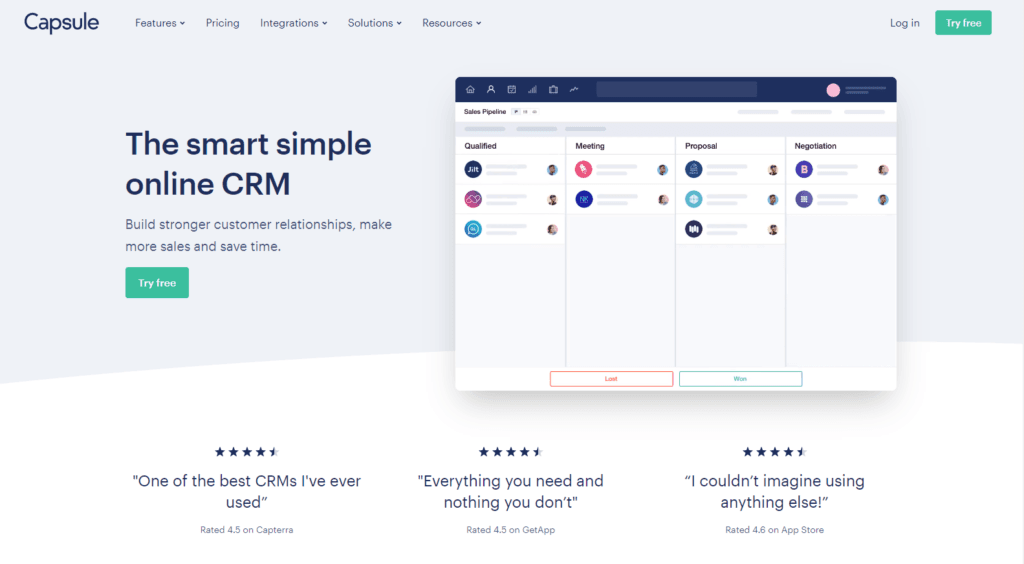 A User Dashboard Showing Capsules Home Page