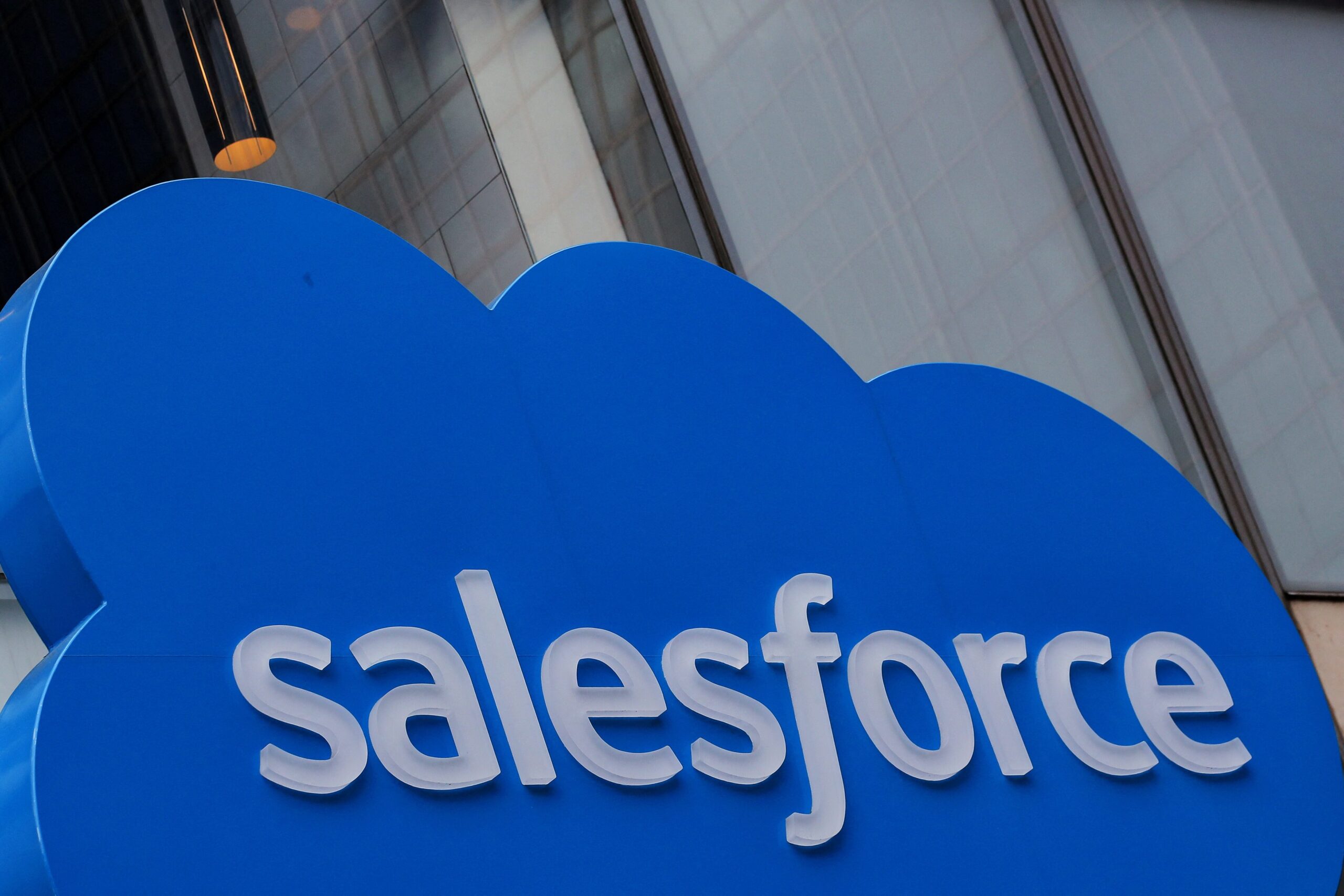 salesforce boldly written on the symbol. on blue color.