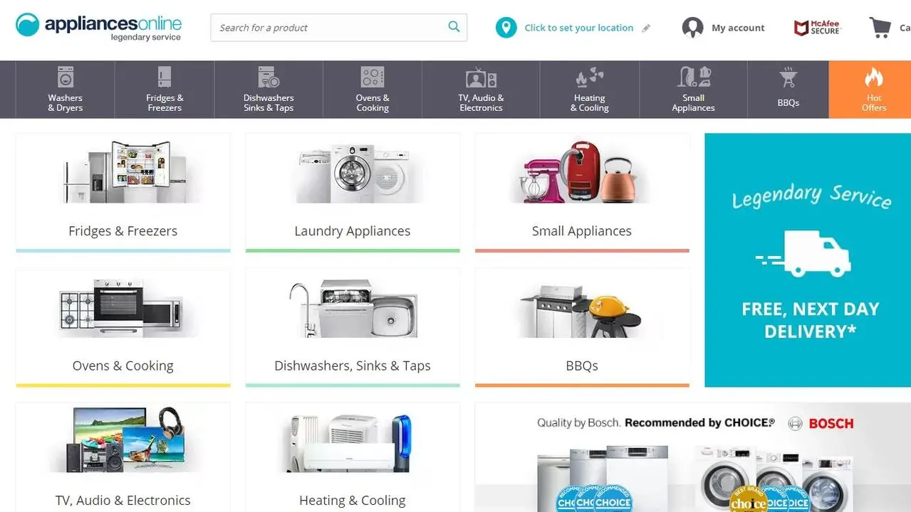 Different Products And Their Prices On Appliances Online Page
