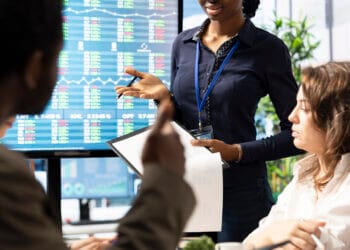 Board Members Of Company Discussing The Data Management Of The Company